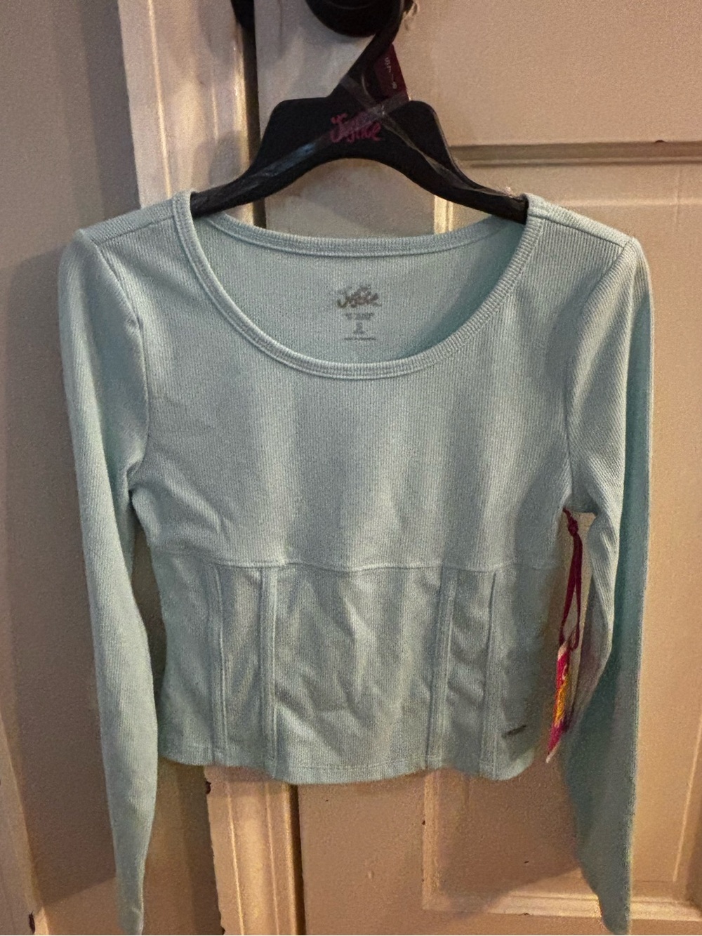 Justice Light Blue Long-Sleeve Scoop Neck Top